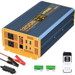 MWXNE 1200W Pure Sine Wave Power Inverter DC 12V to 110V 120V with Fast Charging